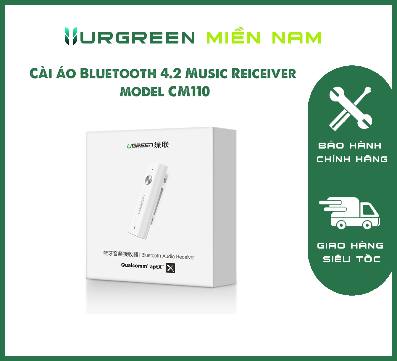 Cài áo Bluetooth 4.2 Music Reiceiver model CM110 Trang 0 Ugreen 40854